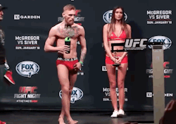 allsportsmen: UFC Fighter Conor McGregor tugging big Bulge at the Weigh In gif Fuck. Me. 