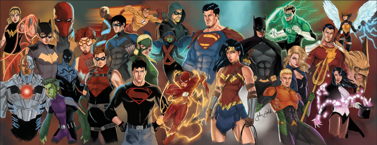jakebartok:  Commission piece. Wanted characters from Justice League, Teen Titans