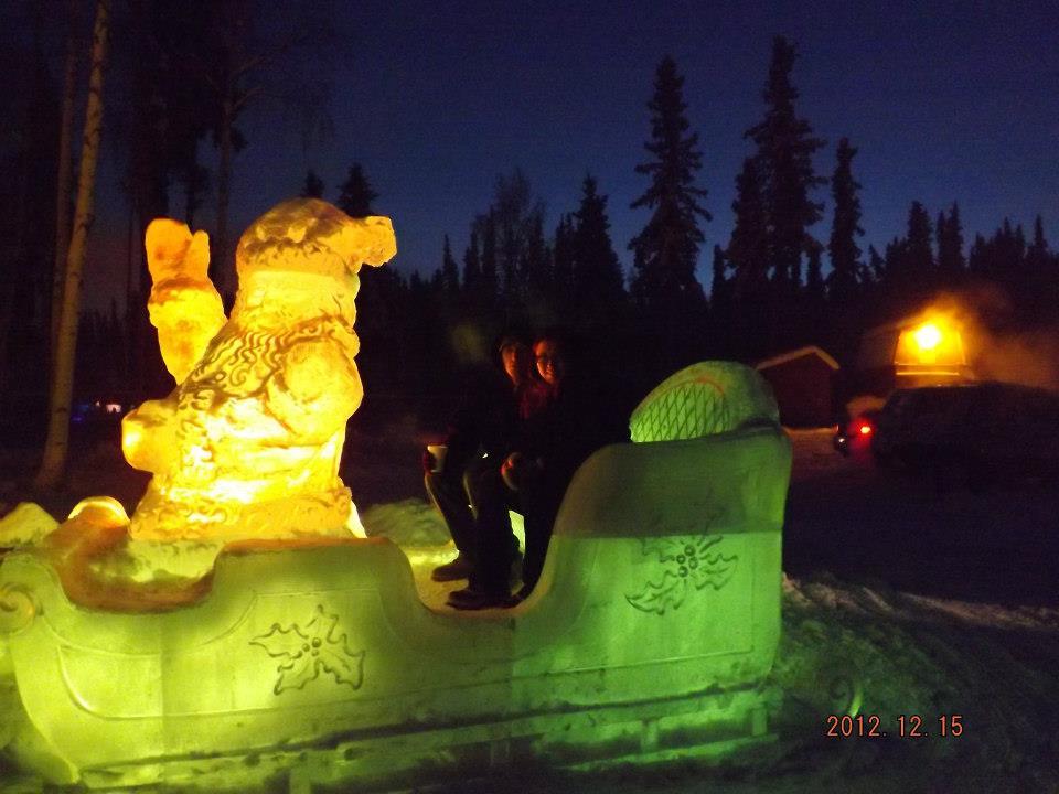 Tonight we went to Christmas in Ice in North Pole Alaska next to the Santa Claus