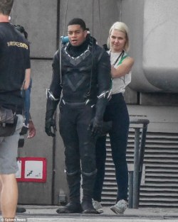 geeknetwork:  First look at Black Panther on the set of Captain America: Civil War [x]It’s not in the best of quality, but Chadwick Boseman’s stunt double has finally been spotted on the set of Captain America: Civil War, giving us our first look