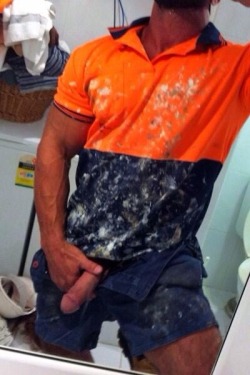 tnttotallynakedtradies: Paint stain…cum stains…all blended  
