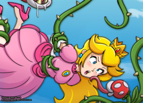   Princess Peach Piranha Tentacle Bondage    Princess Peach caught by a naughty Piranha. Peach defiantly trying to struggle free only to be licked and tickled down below.//Like what you see? Support us for more on going art content, events, and uncensored