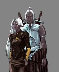 vampyrrhicvictory:  Drowcember day 1: drow women. Viervaynrae Rilynsek (left) and her sister-in-law and general Halniss Aurvryndar (right).Hope I will be able to keep up for at least a few days!