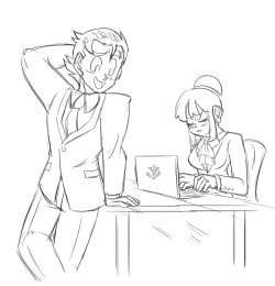   tevinssj7 said to funsexydragonball: Oh my god please draw business suit goku flirting with his assistant chichi XD  Goku would be a terrible flirt. Would he even flirt at all? Hell, itâ€™s an AU, why not?