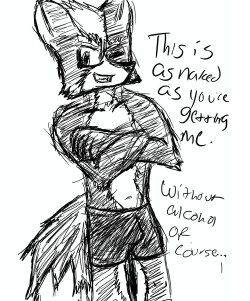 ask-wolf-odonnell:  (Meanwhile, my friend told me to work on my anatomy some more, since my proportions were off. He also asked me to draw Wolf naked as a personal favor to him.This was the result.) Nice try pal.