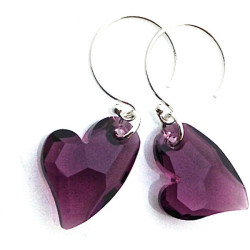 jsp27:  Purple Heart Earrings, Amethyst, Earrings, Dark Purple Earrings, February Birthstone, Sterling Silver Hoop, Plum Crystal   ❤ liked on Polyvore (see more hoop earrings)