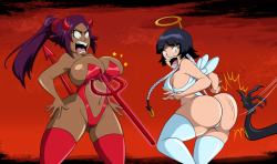 grimphantom2:  Halloween Commission: Haunted Bleach by grimphantom Hey guys!Halloween commission done for bobtom asked for Yoruichi and Soifon from Bleach getting some funny but painful pranks from ghost pranksters, they make the Hollows look like their