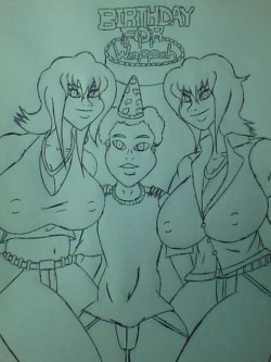 newtypemo:  Birthday For Wappah by Newtypemo   A birthday gift from me to the birthday boy, @wappahofficialblog. A comic starring him and my beautiful OCs, Kira and Mandy Sawyer, complete with a surprise at the end. I’ll update a colored version at