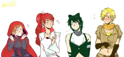 xlthuathopec:theasgardiandetective:Team… RWBY?  I don’t know what this is but I know @spitfirerose is to blame. MORE ART HERE! :DTHI IS SUPER FUCKING ADORABLE AND BEAUTIFUL AND I L OVE IT