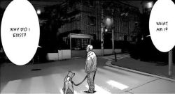 This is from the manga Inu Yashiki which is about a middle aged man who has a family who does not love him and the only one who does love him is his dog. He has just been informed heâ€™s going to die in three months because of cancer but one night his