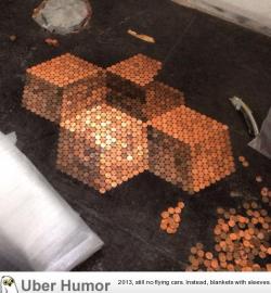 omg-pictures:  Using pennies to tile my bathroom floor. Here’s what I have so far.http://omg-pictures.tumblr.com  &hellip;. like&hellip;. Im not sure which aspect of this depresses me more&hellip;