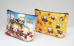 Raccoon group merchandise from the Shingeki no Kyojin x Araiguma Rasukaru (Rascal the Raccoon) collaboration!Release Date: May 13th/20th, 2016Retail Prices: 1,400 Yen (Pouches); 2,100 Yen (Lunch bag); 800 Yen (Acrylic keychain); 700 Yen (Mini towels);