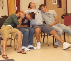 Classroom lads deeply under hypnosis.