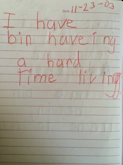 cyclesandwaves:  unthroning:Found my diary from when I was six.  Shit.
