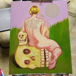Paint night WIP Oil on canvas 16&quot;x20&quot;   #painting #oils #oilpainting #oilpaintings #WIP #skull #nude  #artistsofinstagram #artistsontumblr #oiloncanvas https://www.instagram.com/p/Bte2dk-lGAn/?utm_source=ig_tumblr_share&amp;igshid=1sofiojvjpv91