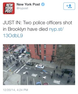 poetic-floetry:  kingjaffejoffer:  deadthehype:  This happen right in my neighborhood too (Bed-Stuy). This is going to get crazy.  my thoughts are with the families of the officers and all of the innocent Black people who are going to be brutalized as