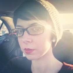 Cheyenne and I are taking sunlight/car selfies XP