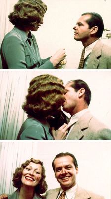 jack-nicholsons-eyebrows:Jack Nicholson and Faye Dunaway on the set of “Chinatown”