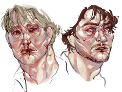 howishughdancyevenpossible:  orangejuicex2:  this is mostly just practice of coloring bc hannibal doesnt rly look like hannibal and will doesnt rly look like will rip i suck at drawing IM DYING    NO YOU ARE AMAZING AND I LOVE HOW THEY LOOK ♥
