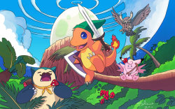 the-ankle-rocker:  Legend of Zelda X Pokemon! Artist Solkiah has merged two of Nintendo’s most cherished franchises together.  One can only imagine how these games would play…