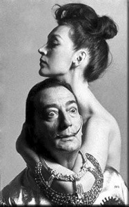 Dovima with Salvador Dali photographed by