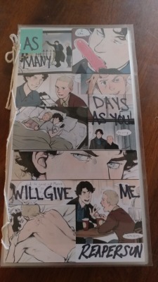 snapesfaith:I’m so in love with @reapersun ’s art, especially their 30 day Johnlock challenge comics, that I took their offer to print off a copy literally! (They aren’t having any more of the original books made.) It was a crazy amount of work,