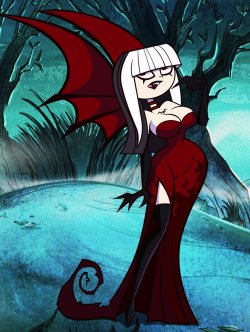 grimphantom2:  Halloween Commission: Crimson Vampiress by grimphantom  Halloween 2016 Pinups starts now! Commission done for @ck-blogs-stuff   who ask to draw Crimson from Ridonculous Race dress as a vampire which is based on a drawing Ennui drawn. This