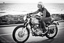 motolady:  Tyra Fuller from SoCal riding her 1973 Honda CL350 Scrambler, photo by Genevieve Davis (website).  …You see the nicest people on a Honda! [ more real women who ride | more Tyra ] 
