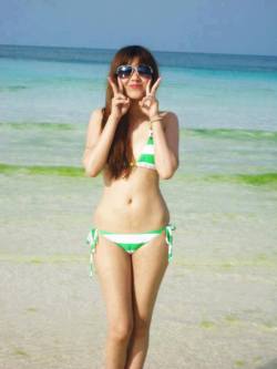 pinaybabesnow:  Sexy Filipina teen on a Philippines beach in a green and white bikini with a camel toe at her crotch https://www.facebook.com/cutiefilipinagirls?ref=hl 