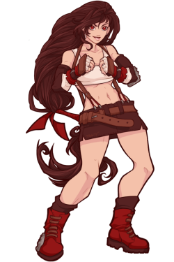 thisistab:  In my head Aeris is a slender elfin woman and Tifa is a brick. This woman went toe to toe with a Sephiroth clone, while she was bare knuckled and had no materia. And he had to use weapons to deal with her. So in my mind, she’s ripped. 