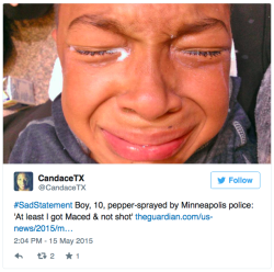 lakeishatryna:  vaganja:  jcoleknowsbest:  autistic-mom:  micdotcom:  In one quote, this 10-year-old nailed what’s wrong with police brutality Taye Montgomery, the 10-year-old boy allegedly Maced in the face by a police officer while peacefully protesting