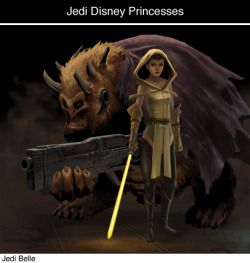 tastefullyoffensive:  Disney Princess Jedi by Phill Berry (Patreon) 