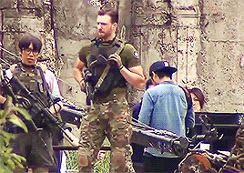 moviefanjen:   sailer76:  Chris Evans shooting a commercial in Taiwan     I don’t know what his character’s name is or what this is but I would totally buy the action figure.