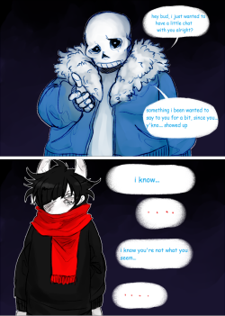 it-a:  even spending a long amount of time in the underground with everyone, I never spoke my name until that point this took FOREVER but yeah a comic about my monstersona and sans have a bit of a bonding moment 