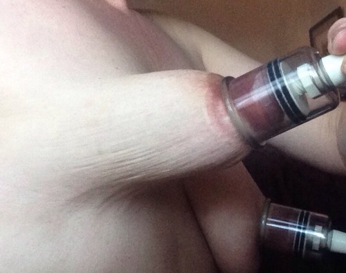 nymphomaniac1948:  misspissypants:Cunts new nipple suction toysThis weekend, I pump my nipples and ride Black Thunder.