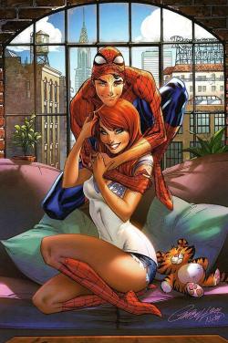 comicsforever:  Spider-Man: Peter Loves Mary Jane // artwork by J. Scott Campbell (2014) 