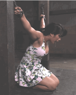 violateherworld:  sensualhumiliation:  Seconds after to be used orally by her captor…  And seconds before the next guy comes in…