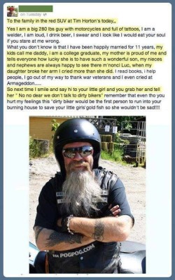 thegrilledaustralian:  This man. Hats off to him. Also, I like his beard. It is a nice beard.  sadly this happens a lot to us Bikers