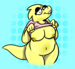 Colored up one of @spurkeht&rsquo;s Undertail doodles and got permission to post it here :)   LOOKIT THAT LIZARD TITTY