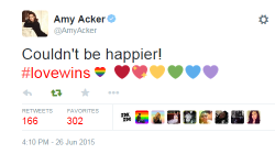 madammayor:    Amy and Sarah tweeting about Marriage Equality #LoveWins  
