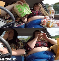 bigcutiebonnie: Piggies at the drive thru When me and Jodie get together we really are such fat gluttonous piggies, we just don’t stop stuffing! We were so hungry so decided to go to the drive thru and gorge on loads of fattening junk!! I ate 4 large