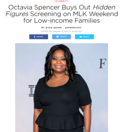 black-to-the-bones:   Octavia Spencer kicked of Martin Luther King, Jr. Day weekend with a generous gift in honor of her late mother.     “My mom would not have been able to afford to take me and my siblings. So, I’m honoring her and all single parents