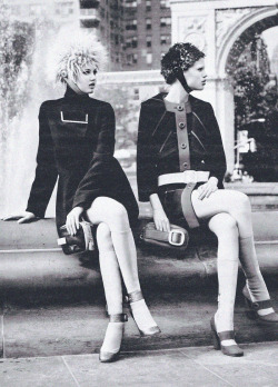 deprincessed:  Dynamic Duo: Lindsey Wixson &amp; Daphne Groeneveld both wear head-to-toe Prada Fall/Winter 2011 in the editorial ‘Scene On The Street’ photographed by Alasdair McLellan for W August 2011 