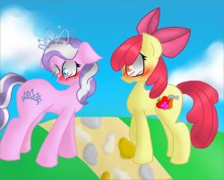 mlp-shipping-challenge:  AppleTiara! I find this adorable, in a way, even though Diamond bullies Apple Bloom. Picture found here. NSFW is fine, I guess. —— And there you haveeee ittt! you have an hour and draw and submit your picture of Diamond Tiara