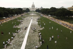 ianbrooks:  One Million Bones DC Led by artist Naomi Natale as part of the One Million Bones Project, this mass grave assembled at the National Mall in Washington, DC is composed of bones made of paper and plaster, but symbolizes the very real number