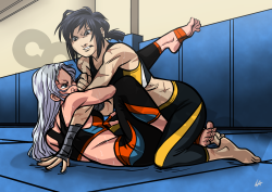 liefeldianabomination:  Commissions Cass v Rose grappling. 