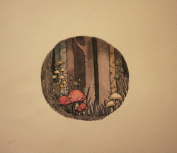 madysonfreeman:  in the woods 2013 watercolor and micron pens 
