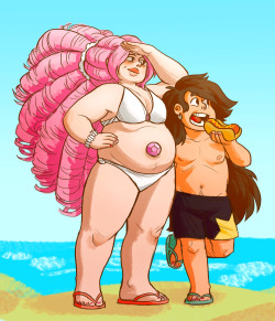 fernacular:I’m super excited about tonight’s episode so I drew some hot beach babes  greg likes big women~ ;3