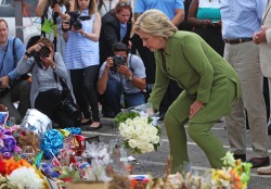 traitor:Hillary Clinton, Joe Biden, and Barack Obama mourning the victims of the Pulse nightclub shooting VS. Donald Trump mourning the victims of the Pulse nightclub shooting.