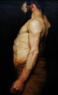 cajolions:Jean-Joseph Weerts, Torse d'homme1866,Huile sur toile,Musée de la Piscine, Roubaix